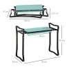 Outsunny 2 in 1 Garden Kneeler Seat, Kneeling Pad Support Bench, Foldable Knee Protector, Green