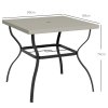 Outsunny 80cm Square Garden Dining Table with Umbrella Hole, Outdoor Dining Table with Marble Effect Top for 4 People, Black/Grey