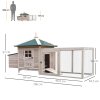 PawHut Chicken Coop with Chicken Run, Outdoor Hen House Poultry Cage with Nesting Box, Openable Top, 196 x 76 x 97cm, Natural