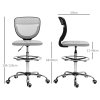 Vinsetto Drafting Chair, Swivel Office Draughtsman Chair, Mesh Standing Desk Chair with Adjustable Foot Ring, Armless, Light Grey
