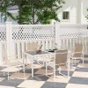 Outsunny 5 Piece Garden Table and Chairs, Outdoor Dining Set with Tempered Glass Table Top, 4 Armchairs with High Backrest, 4 Seater Garden Furniture Set for Deck, Balcony