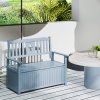 Outsunny 2 Seater Garden Storage Bench, 164L Outdoor Storage Box with Backrest Flower Pattern, Wooden Garden Bench with Armrests, 125 x 68.5 x 97cm, Grey