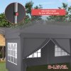 Outsunny 3 x 6 m Pop Up Gazebo with Sides and Windows, Height Adjustable Wedding Camping Party Tent Canopy Marquee with Storage Bag for Garden, Event, Grey