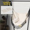 Outsunny Patio Hammock Chair with Stand, Outdoor Hammock Swing Hanging Rope Chair with Cushion, Armrest, Hooks, Cream White