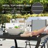 Outsunny 5 Pieces Garden Dining Set, 4 Seater Garden Furniture Set with Parasol Hole, Outdoor Dining Set with High Back Folding Chairs and Square Metal Top Table for Outdoor Patio, Grey