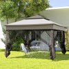 Outsunny 3 x 3(m) Pop Up Gazebo, Marquee Party Tent with Double Tier Roof, Netting and Carry Bag, Event Shelter for Outdoor Patio, Light Grey