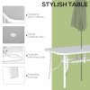 Outsunny 7 Piece Garden Dining Set with Dining Table and Chairs, 6 Seater Outdoor Furniture with Parasol Hole for Deck and Balcony, Grey