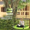 AIYAPLAY Nest Swing Seat for Kids, 100 cm Diameter Tree Swing Set w/ Height Adjustable Hanging Ropes, for Outdoor, Playground, Garden, Green