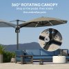 Outsunny 3(m) Cantilever Garden Parasol with Solar Powered Lights, Fibreglass Ribs, Crank Handle & Cross Base, UPF 50+, 360 Rotation, Overhanging Patio Umbrella for Patio Market, Dark Grey