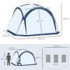 Outsunny Dome Tent for 6-8 Person, Camping Tent with 4 Zipped Mesh Doors, Removable Polyester Cloth, Lamp Hook, Portable Carry Bag, Screen House, White and Blue