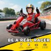 HOMCOM 24V Electric Go Kart for Kids, Drifting Ride-On Racing Go Kart with Slow Start, Music, Horn Honking and Safety Belt, for 8-12 Years Old, Red