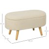 HOMCOM Ottoman Storage Bench, Padded Bedroom Bench with Storage and Lid, Foot Stool for Hallway, Living Room, Cream White