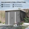 Outsunny 8.5 x 6ft Metal Shed with Lightsky Panels, Garden Storage Tool House with Double Doors for Garden, Patio and Lawn, Grey