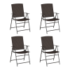 Outsunny Folding Garden Chairs Set of 4, PE Rattan Garden Dining Chairs with Armrests, High Back and Steel Frame, Weather Resistant Outdoor Dining Furniture for Patio, Balcony, Brown