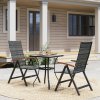 Outsunny 2 Pieces Outdoor Folding Dining Chair, PE Rattan Chair with Armrests, High Backrest, for Garden, Camping, Balcony, Porch, Mixed-grey