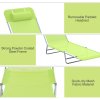 Outsunny Outdoor Foldable Sun Lounger, Adjustable Backrest Garden Recliner Sun Lounger Chair with Headrest Pillow, Green
