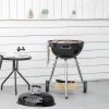 Outsunny Portable Kettle Charcoal Grill BBQ Smoker with Cover, Outdoor Round Barbecue with Lid, Thermometer, Turner, Knife, Clip, Storage Shelf, & Wheels for Party Patio Garden
