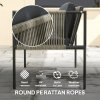 Outsunny 4 Piece Rattan Garden Furniture Set, 4 Seater Wicker Outdoor Furniture Set with 2 Armchairs, Loveseat, Glass Top Coffee Table and Cushions for Balcony, Porch, Grey
