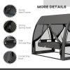 Outsunny 3 Seater Swing Chair 2 in 1 Garden Swing Seat Bed Convertible Outdoor Rocking Bench Bed with Water-Resistant Roof, Zipped Door and Mosquito Netting, Grey