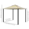 Outsunny 3 x 3(m) Patio Gazebo Canopy Garden Pavilion Tent Shelter with 2 Tier Water Repellent Roof, Mosquito Netting and Curtains, Aluminium Frame, Beige