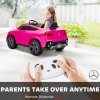 AIYAPLAY Mercedes-Benz GLC Coupe Licensed Kids Ride on Car, 12V Battery Powered Kids Electric Car with Remote Control, Soft Start, LED Light, Music, MP3, 3 Speed, for 3-6 Years, Pink