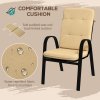 Outsunny 5 Pieces Garden Dining Set, Outdoor Square Dining Table and 4 Cushioned Armchairs, Tempered Glass Top Table w/ Umbrella Hole, Texteline Seats, Beige