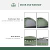 Outsunny 2 Person Camping Tent, Dome Tent with Zipped Doors, Storage Pocket, Portable Handy Bag, Dark Green