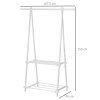 HOMCOM Minimalist Foldable Adjustable Clothes Rack Hanger w/ 2 shelves 107.5L x 45W x 150H cm Hallway Entryway Furniture - White