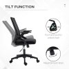 Vinsetto Mesh Office Chair, Desk Chair with Lumbar Support, Flip-up Armrest, Swivel Wheels, Adjustable Height, Black