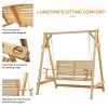 Outsunny 2 Seater Garden Swing Seat, Wooden Swing Chair Bench with Cup Holders for Outdoor Porch Patio, Natural