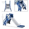 AIYAPLAY Kids Slide 3 in 1 Freestanding Toddler Slide with Climber, Basketball Hoop, Basketball, Tiger-Themed for Ages 18-36 Months - Blue