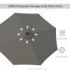 Outsunny 2.7m Patio Garden Umbrella Outdoor Parasol Outdoor Market Table Umbrella with Tilt Crank and 24 LEDs Lights (Grey)