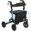 HOMCOM Folding Rollator Walker with Seat, Backrest, Lightweight Walking Frame with Storage Bag, Dual Brakes, Adjustable Handle Height, Suspension System, 4 Wheeled Walker for Seniors