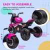 AIYAPLAY 3 in 1 Baby Trike, Tricycle, Balance Bike, Sliding Car, for ages 18-36 Months, 3-Wheel Motorcycle Design Ride On, Tricycle for Boys and Girls, with Headlights, Music, Horn - Pink