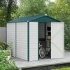 Outsunny 9 x 6FT Metal Garden Shed, Galvanised Outdoor Storage Shed with Window, Lockable Door, Tool Storage Shed for Yard, Patio, Lawn, Green