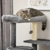 PawHut 148cm Cat Tree for Indoor Cats with Scratching Post, Cat Tower for Two Cats, with Cat House, Bed, Toy, Grey