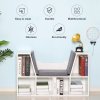 HOMCOM Bookcase Storage Shelf with Cushioned Reading Seat, Cube Bookshelf Organizer for Bedroom Living Room