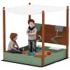 AIYAPLAY Wooden Kids Sandpit Outdoor Sandbox with Canopy with 2 Storage Bins, Funnel, Liner, Chutes, Bucket with Tap for 3-6 Years, 116 x 112.5 x 128 cm, Green