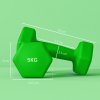 SPORTNOW Set of 2 Hex Dumbbells, Neoprene Weights Pair with Non-Slip Grip, Home Gym Fitness Training Equipment, 2 x 5kg, Green