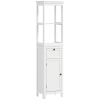 HOMCOM Tall Bathroom Cabinet, Slim Bathroom Storage Cabinet with 2 Open Shelves, Soft Close Door and Drawer, Adjustable Shelf, Narrow Cupboard Storage Unit, White