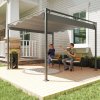 Outsunny 3 x 3(m) Garden Pergola with Retractable Roof and Magnetic Fixture, Outdoor Gazebo Pergola Kit Sun Shade Canopy, UPF30+, Grey