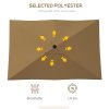 Outsunny 2 x 3(m) Garden Parasol Umbrella, Rectangular Outdoor Market Umbrella Sun Shade with Crank & Push Button Tilt, 6 Ribs, Aluminium Pole, Brown