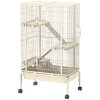 PawHut Rolling Rabbit Cage, 4 Level Rolling Rat Cage with 3 Ramps, Water Bottle, Food Dish, 15cm Deep Tray for Easy Cleaning, Small Pet Cage for Ferrets, Chinchillas, Squirrel, Syrian, Beige