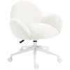 HOMCOM Fluffy Leisure Chair Office Chair with Backrest and Armrest for Home Bedroom Living Room with Wheels