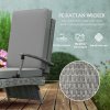 Outsunny Outdoor PE Rattan Recliner Chair with Cushion, Foldable Design Garden Recliner Chair with Retractable Footrest and Adjustable Back with 80 Degree Recline