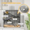 PawHut Hamster Cage with Deep Tempered Glass Bottom, 4 Tier Large Hamster Tank with Hut, Running Wheel, Platforms, Ramps, Food Dish, Water Bottle, for Syrian, Dwarf, Rats, Gerbils, 78.5 x 48.5 x 80cm