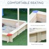 Outsunny Kids Wooden Sand Pit Sandbox Children Square Outdoor Playset Adjustable Canopy Bench Seat 120x120x120cm