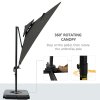 Outsunny 2.7 x 2.7(m) Cantilever Parasol with Aluminium Frame, Crank and Tilt, 360-Degree Rotation, Double Top Garden Umbrella with Base and Cover, Dark Grey