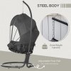 Outsunny Hanging Egg Chair with Cushion and Retractable Canopy, Swing Hammock Chair with Adjustable Metal Stand, for Indoor and Outdoor, Grey