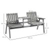 Outsunny 2-Seater Wooden Garden Bench, Antique Loveseat Chair with Table & Parasol Hole, Outdoor Bench for Porch, Patio, Grey
